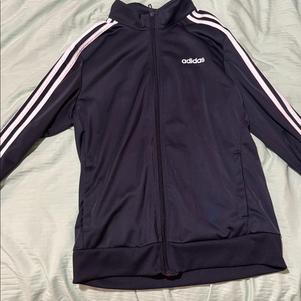 Adidas Navy Track Jacket with White Stripes